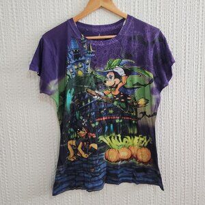 Disney Parks Halloween Minnie Witch Vampire Mickey Mouse Shirt Size Large
